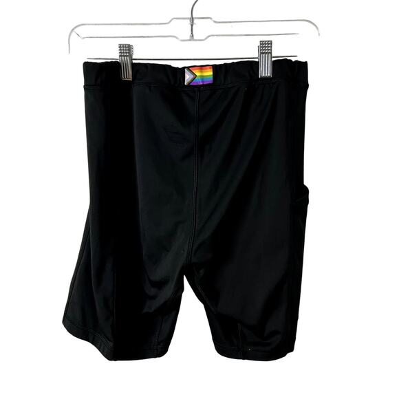 Reebok Pride Bike Shorts Womens Size Large Speedwick Pockets Rainbow Progress - Picture 2 of 6